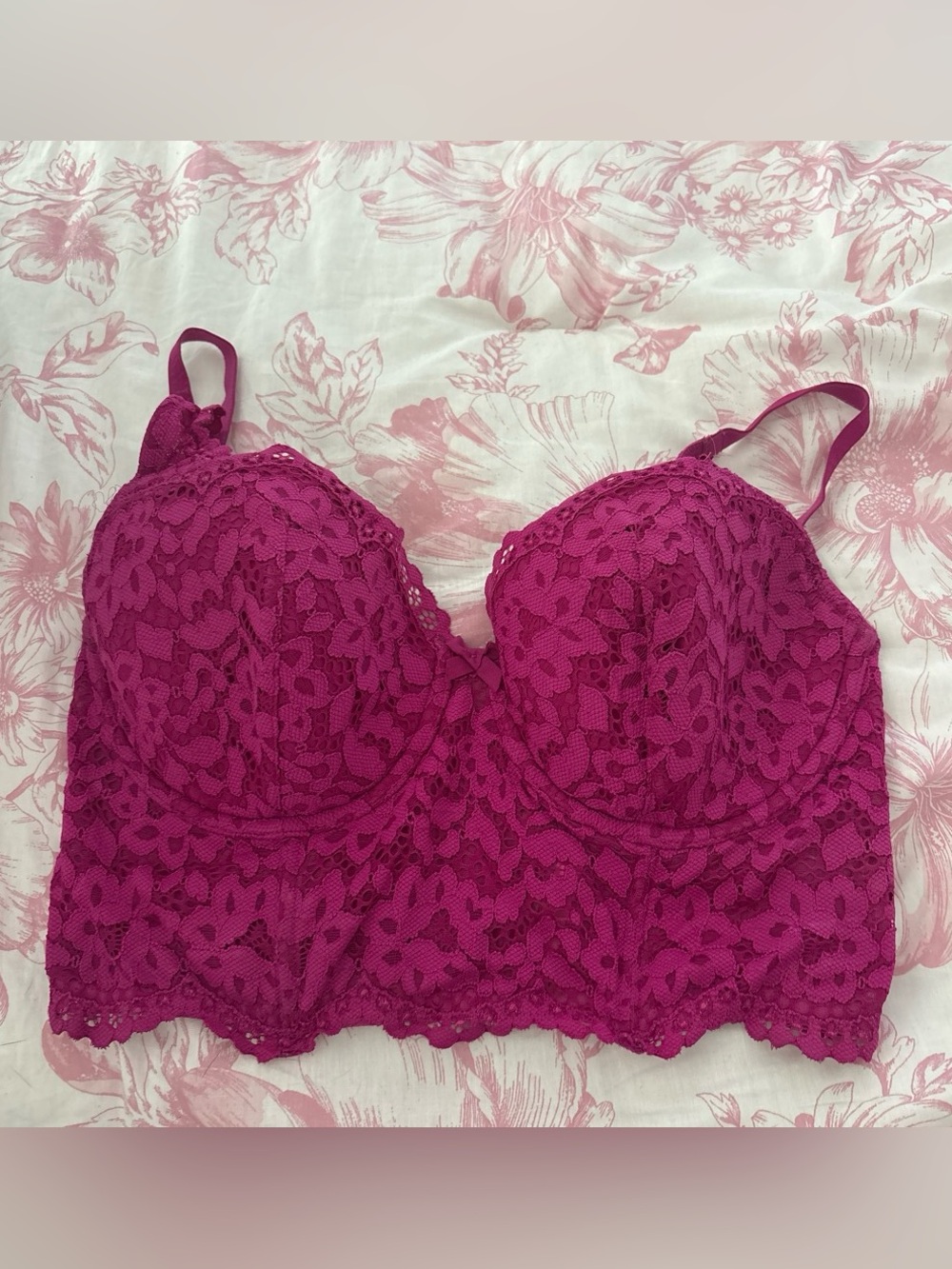 Victoria Secret Women’s Lace Longline Bralette in Magenta